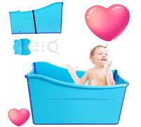 CHIMHOON 87 × 46 × 56,5 cm Bañera plegable para adultos, Bañera plegable portátil para niños, adultos, mascotas para ducharse, montaje libre de bastón de la UE