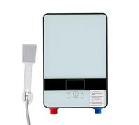 CHIMHOON Calentador eléctrico de agua instantáneo de 6500 W para ducha, con LED, ducha de mano y protección de apagado automático, para cocinas, inodoros, baños (azul)