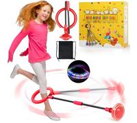 chimoo Bola de salto para niños con anillo al tobillo, para saltar y girar, plegable, bola de salto deportiva con rueda de luz, color lila intermitente, para niñas de 6, 7, 8, 9 y 10 años