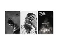 CHIMOSHEJI Juego de 3 piezas: álbum musical Travis Scott Rapper Rodeo lienzo póster póster de arte vintage póster de rap americano montado en la pared, para varias habitaciones, retro