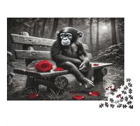 Chimpancé Banco Rosa Puzzle 1000 Piezas Papel Reciclado para Adultos Puzzle para Adultos Juego Familiar Divertido y desafiante Excelente Idea de Regalo para relajación 70x50cm/1000pcs