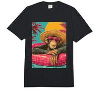 Chimpancé de Verano con Gafas de Sol Fiesta Tropical en la Piscina Comfort Colors Adult Heavyweight T-Shirt