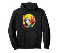 Chimpancé Signo de Paz Retro Pop Personaje gráfico Mono Sudadera con Capucha