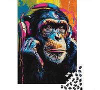 Chimpancés Que Usan Auriculares 1000 Pieza S Papel Ecológico Rompecabezas Premium Descompresión del Juego Educativo Regalos Idea De Regalo 38x26cm/1000pcs