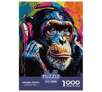 Chimpancés Que Usan Auriculares 1000 Piezas Adultos Puzzle Niños Regalo DecoracióN Familiar Creativo Regalo Juego Desafiante 38x26cm/1000pcs