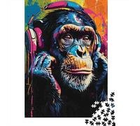 Chimpancés Que Usan Auriculares Rompecabezas Clásico 1000 Piezas, Papel Reciclado, Adultos Y Niños, Decoración Interior, Regalo Día De Caja, Juego Educativo 70x50cm/1000pcs