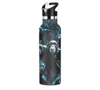 ChimpancéS Reino Galaxia Arte Botella de Agua para Niños de Acero Inoxidable,Vaso Isotérmico de Vacío para Niñas Niños