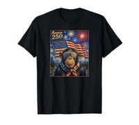 Chimpanzee Ape Art on America 250 4 de Julio Bandera de Estados Unidos Chimpancé Camiseta