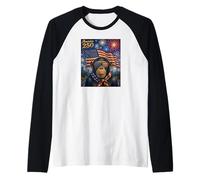 Chimpanzee Ape Art on America 250 4 de Julio Bandera de Estados Unidos Chimpancé Camiseta Manga Raglan