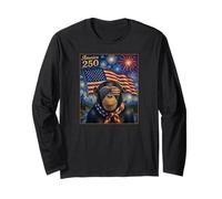 Chimpanzee Ape Art on America 250 4 de Julio Bandera de Estados Unidos Chimpancé Manga Larga