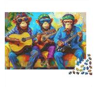 Chimpanzee Band Música Puzzle 1000 Piezas Monkey Band Arte Cartón Reciclado para Toda La Familia Regalo Navidad para Decorar Mejor Regalo Oferta 52x38cm/1000pcs