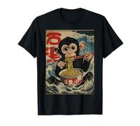 Chimpanzee Ramen Noodles Bowl Kanji Japan Manga distressed Camiseta