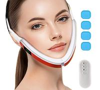 Chin eléctrica V-Shaping cara masajeador de estiramiento facial Instrumento masetero Reductor de Papada Cara que adelgaza Massager de la vibración de la Mujer,Rojo