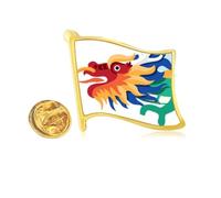 China Dragon - Pin de solapa con diseño de bandera de metal dorado