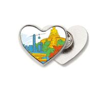 China Hong Kong Victoria - Broche de metal con forma de corazón en acuarela