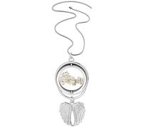 China Landmark Sketch Art Deco Fashion Colgante de alas de ángel giratorio collar joyería