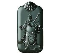 China Natural Hetian Verde Jade Nefrita Tallada Guan Gong Yu Dios Guerrero Colgante Amuleto