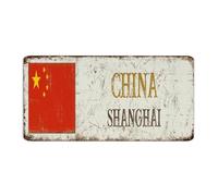 China'-Shanghai - Letrero de metal personalizado de 15 x 30 cm, decoración de pared, letrero de metal de aluminio, recuerdo de país nacional, letrero de estaño para el hogar