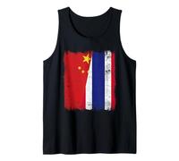 China, Tailandia, Media Bandera, raíces tailandesas Chinas Camiseta sin Mangas