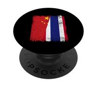 China, Tailandia, Media Bandera, raíces tailandesas Chinas PopSockets PopGrip Adhesivo