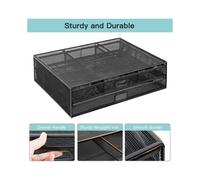 (ChinaBlack)Formwell Espositore con cassetto - Organizzatore da scrivania in metallo a rete, per laptop