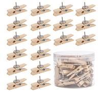 Chinchetas con clips de madera, 50 pinzas para proyectos de arte de corcho (color madera)
