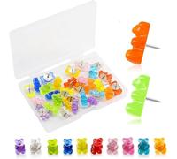 Chinchetas para Corcho, 30 Unidades Chinchetas, Coloridas y Creativas, chinchetas Decorativas, diseño de Oso Transparente, Material de Oficina, chinchetas para Manualidades, mapas, fotosu