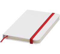 Chinchilla® AUTHOR Cuaderno A6 rojo y blanco | para conferencias y escritorio | 80 hojas rayadas, 70 g/m² | banda elástica de colores y marcador integrado | esquinas redondeadas