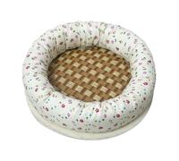 Chinchilla Bed | Floral Breathable Cute Round Universal - Straw Small Animal Couch | Summer Hamster Cooling Mat - Small Floral Pattern Round Nest | Hamster Bed Golden Cooling Mat | Animal Sleeping Nes