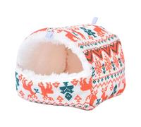 Chinchilla Bed, Hangable Warm Plush House for Small Animals, Semi-Enclosed Thicken Cotton Cave with Soft Cushion, Hedgehog with Removable Mat, Small Animal Nest for Winter Bunny Home