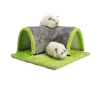 Chinchilla Hut, Corner Hidey Cave, Warm Plush Tunnel Tube, Hamster Hideouts, Ferret Hidey Cave, Bunny Hideouts, Washable Chinchilla Cave for Hamster, Ferret, Bunny (Green)