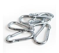 Chinchilla®Mosquetón de Bombero | Juego de 6 x 80x8 mm | Inoxidable DIN 5299 | mosquetón Robusto, Llavero | Ideal para diversas Aplicaciones | Acabado galvanizado