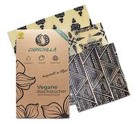 Chinchilla® Paquete de 3 manteles de hule veganos, alternativa libre de plástico a la lámina de conservación, bolsas de congelación, papel de aluminio, reutilizable y sostenible, cera vegana