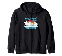 Chincoteague Island Wild Horses Virginia Viaje Retro Atardecer Sudadera con Capucha