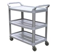 Chiner - Carro de Servicio 3 Niveles Robusto | Transporte Multiusos para Restauración y Hoteles | Fácil Movilidad 4 Ruedas, Gris, Polipropileno