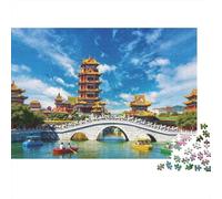 Chinese Ancient Town 1000 Piezas Puzzle Recyclable Fantasy Artwork Puzzles for Personas Mayores Family Gaming Time Props Relieve Senile Dementia Great Gift 70x50cm/1000Ps