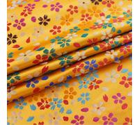 Chinese Brocade Fabric Traditional, Satén Seda Brocado Estrella Flor Jacquard Tela Dinastía Tang Traje 100x115cm Multicolor(Yellow)
