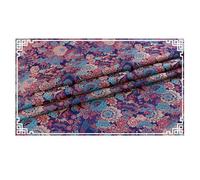 Chinese Brocade Fabric Traditional, Tela de brocado seda satinada con estampado margaritas pequeñas, multicolor, 100cm x 75cm(Navy Blue)