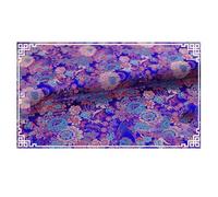 Chinese Brocade Fabric Traditional, Tela de brocado seda satinada con estampado margaritas pequeñas, multicolor, 100cm x 75cm(Royal Blue)
