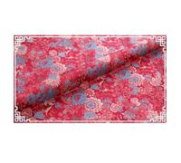 Chinese Brocade Fabric Traditional, Tela de brocado seda satinada con estampado margaritas pequeñas, multicolor, 100cm x 75cm(Maroon)