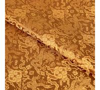 Chinese Brocade Fabric Traditional, Tela de brocado seda satinada estilo chino, patrón dragón amarillo, 50x75cm