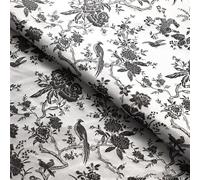 Chinese Brocade Fabric Traditional, Tela de brocado seda satinada, patrón ramas pájaros y flores, 100x75cm, multicolor(White Black)