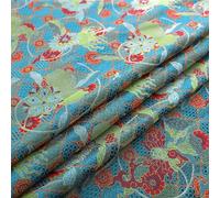 Chinese Brocade Fabric Traditional, Tela de raso brocado patrón peonía granada estilo chino Multicolor 100x150cm(Green)