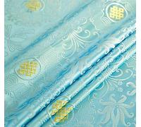 Chinese Brocade Fabric Traditional, Tela de seda del telar jacquar brocado satén for el traje Cheongsam Tang 100cm los x 75cm multicolor(Light Blue)