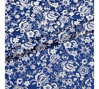 Chinese Brocade Fabric Traditional, Tela de vestido chino con bordado flor cerezo, brocado seda satinada, 100cm x 70cm, Multicolor(Navy Blue)