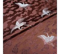 Chinese Brocade Fabric Traditional, Tela Jacquard de seda con brocado chino, patrón nubes grulla, Multicolor, 72x100cm(Brown)