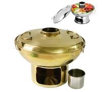 Chinese Charcoal Hot Pot, Portable Stainless Steel Charcoal Hot Pot (Gold,20cm/7.9in)