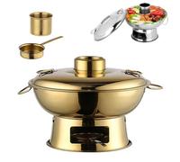 Chinese Charcoal Hot Pot, Portable Stainless Steel Charcoal Hot Pot (Gold,26cm/10.2in)
