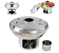 Chinese Charcoal Hot Pot, Portable Stainless Steel Charcoal Hot Pot (Silver,20cm/7.9in)