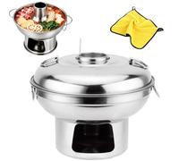 Chinese Charcoal Hot Pot, Round Dry Ice Pot for One Person, Stainless Steel Hot Pots Stove with Fast Heating and Even Heat Distribution for Kitchens,Catering,Party,Hotels,Dining
